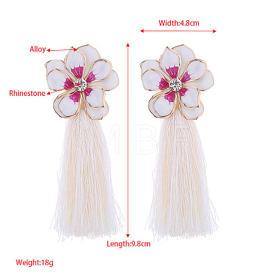 Bohemian Flower Alloy Enamel Tassel Stud Earrings FS-WGC9871-07-1
