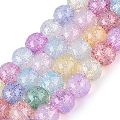 Baking Paint Crackle Glass Beads Strands GLAA-Q106-03A-14-1