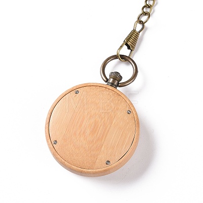 Bamboo Pocket Watch with Brass Curb Chain and Clips WACH-D017-B05-AB-1