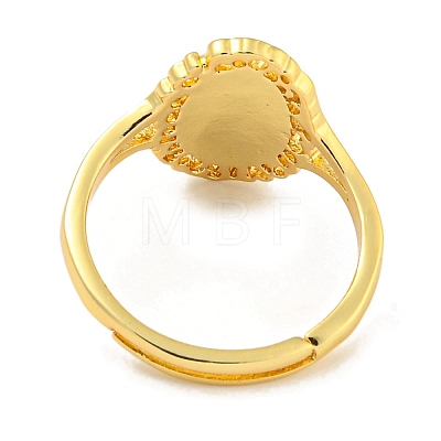 Oval with Saint Rack Plating Brass Adjustable Rings for Women RJEW-I105-03G-02-1