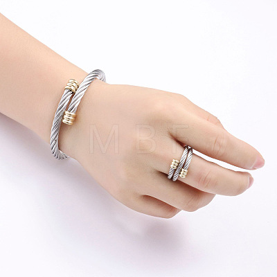 Titanium Steel Wire Twist Bangles & Cuff Rings Sets FS-WG3AC7D-01-1