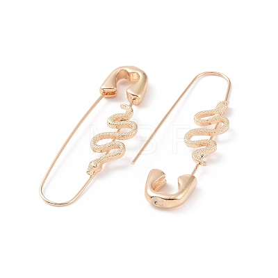 Alloy Safety Pin with Snake Hoop Earrings for Women EJEW-E176-01KCG-1