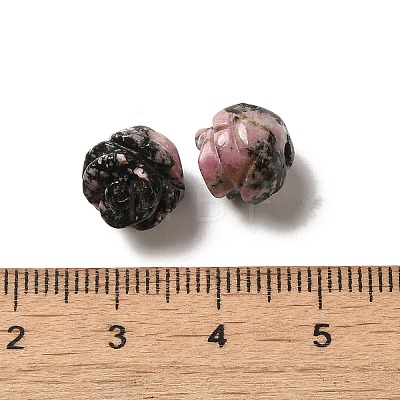 Natural Rhodonite Carved Flower Beads G-O156-B-26-1