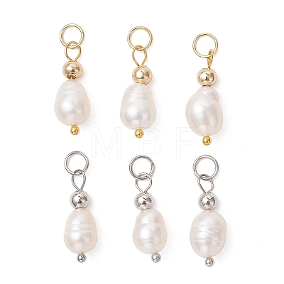 6Pcs 2 Colors Natural Cultured Freshwater Pearl Pendants PALLOY-JF05189-1