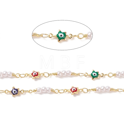 Brass Enamel Star Link Chains CHC-P009-23G-1