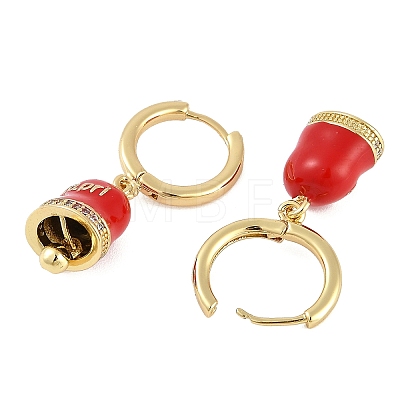 Bell Brass & Enamel Hoop Earrings for Women EJEW-U015-25G-G-1