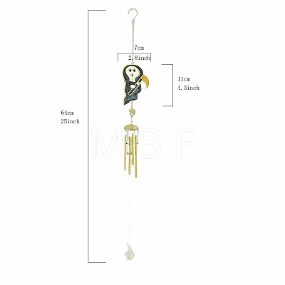 Halloween Death Alloy & Iron & Eanmel Wind Chime PW-WG9C794-01-1