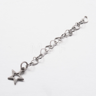 304 Stainless Steel Heart Link Chain Extender X-FIND-JF00074-1