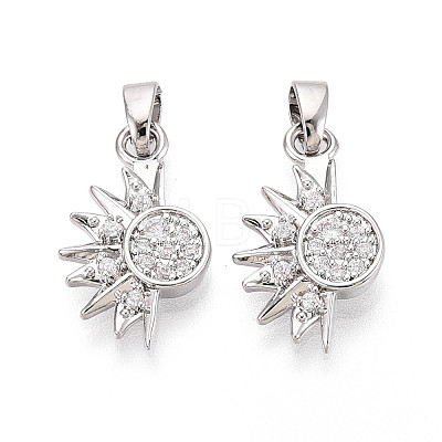 Brass Micro Pave Clear Cubic Zirconia Charms KK-N259-17P-1