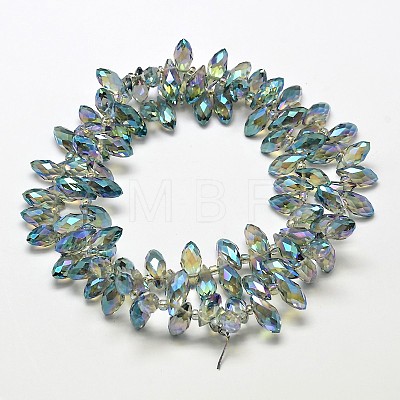 Faceted Teardrop Full Rainbow Plated Electroplate Glass Beads Strands EGLA-J131-FR13-1