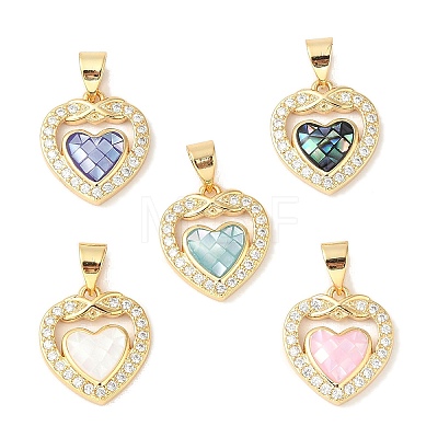 Rack Plating Brass Enamel Micro Pave Clear Cubic Zirconia Pendants KK-K380-04G-1