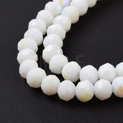 Electroplate Opaque Solid Color Glass Beads Strands EGLA-A044-P8mm-L01-1