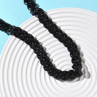 12MM 201 Stainless Steel Cuban Link Chain Necklaces for Women Men NJEW-F360-01EB-1