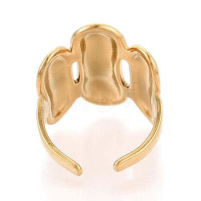 Adjustable Ion Plating(IP) 304 Stainless Steel Cuff Rings for Women RJEW-N052-10G-1