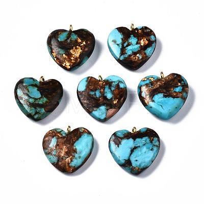 Assembled Bronzite and Synthetic Turquoise Pendants X-G-T111-04C-1