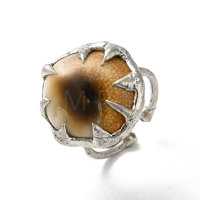 Dyed Natural Shell Eye Open Cuff Ring RJEW-M155-02S-1