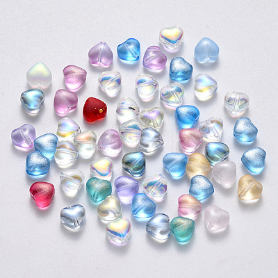 Transparent Spray Painted Glass Beads X-GLAA-R211-02-1