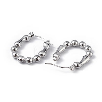 Non-Tarnish 304 Stainless Steel Round Beaded Hoop Earrings for Women EJEW-I284-17P-1