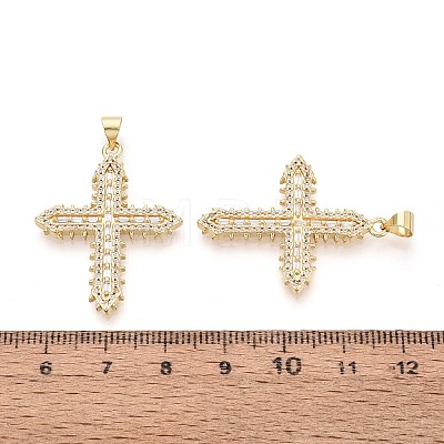 Religion Brass Micro Pave Clear Cubic Zirconia Pendants KK-T080-34G-1