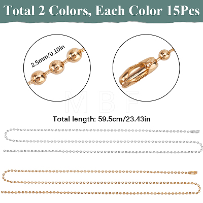 30Pcs 2 Colors Iron Ball Chain Necklace Making MAK-SP0001-06B-1