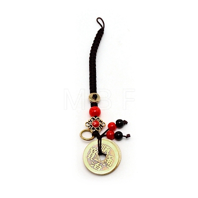 Brass Coins Pendant Decorations KEYC-WH0030-01B-1
