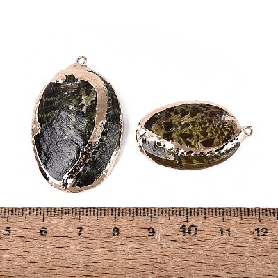 Electroplate Natural Paua Shell Pendants SSHEL-Q100-18KCG-1