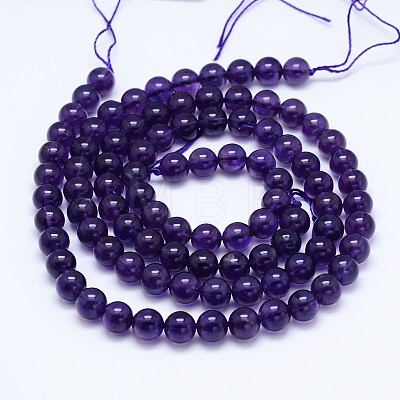 Natural Amethyst Round Bead Strands X-G-M212-6mm-04A-1