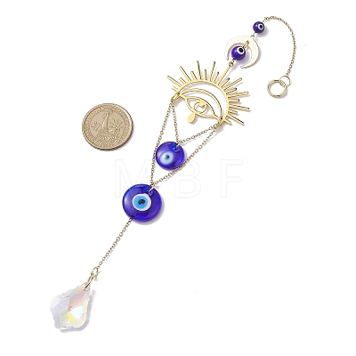 Sun Brass & Handmade Lampwork Evil Eye Hanging Ornaments HJEW-JM02024-1