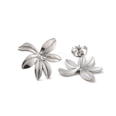 Flower 304 Stainless Steel Stud Earrings for Women EJEW-L272-031P-02-1
