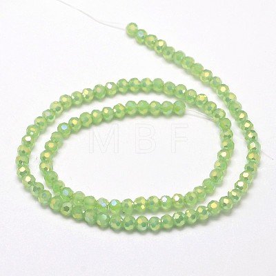 Faceted Round Full Rainbow Plated Imitation Jade Electroplate Glass Beads Strands X-EGLA-J130-FR08-1