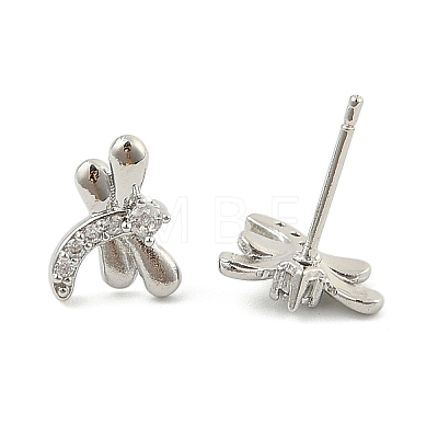 Brass Micro Pave Clear Cubic Zirconia Stud Earrings EJEW-R016-26P-10-1