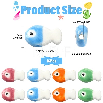 16Pcs Handmade Porcelain Ceramic Beads PORC-FS0001-68A-1