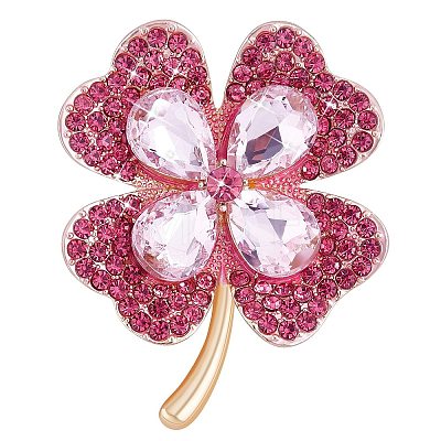 Cubic Zirconia Clover Brooch Pin JBR105C-1