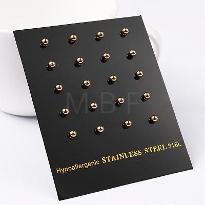 304 Stainless Steel Ball Stud Earrings EJEW-5558-3mm-G-1