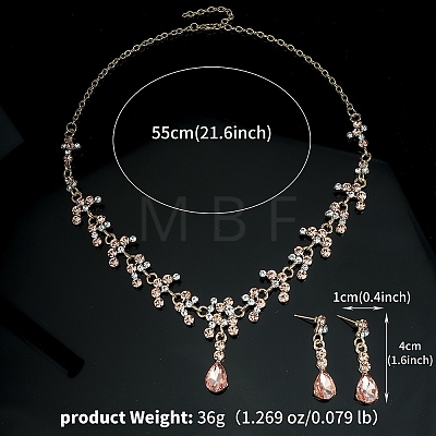 Alloy & Rhinestone Studs Earrings & Necklaces Set PW-WG1364A-12-1