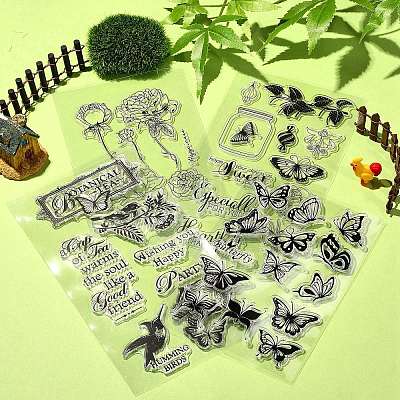 8 Sheets 4 Styles Clear Silicone Stamps DIY-CJ0002-11-1