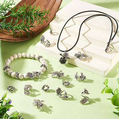20Pcs 4 Styles Alloy Bead Caps & Spacer Beads & Pendant Cabochons Settings Finding Kits FIND-TA0010-48-1