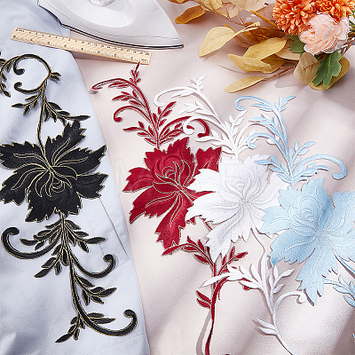 Peony Polyester Embroidery Ornament Accessories PATC-WH0008-04A-1