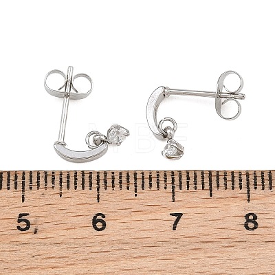 304 Stainless Steel Pave Single Cubic Zirconia Stud Earrings for Women SA-CBAB549-05P-1