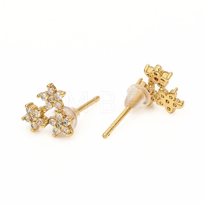 Brass Stud Earrings EJEW-L247-02G-1