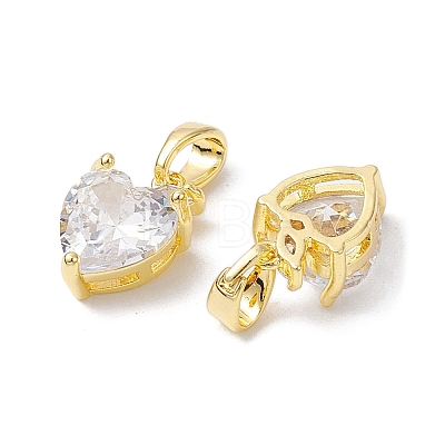 Valentine's Day Brass Micro Pave Clear Cubic Zirconia Charms KK-K360-24G-1