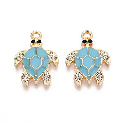 Alloy Rhinestone and Enamel Pendants PALLOY-T092-40G-04-1