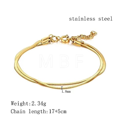 Stainless Steel Snake Chain Double Layer Multi-strand Bracelets IF0220-01-1