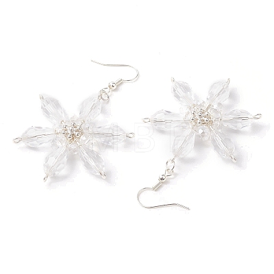 Christmas Snowflake Glass Dangle Earrings EJEW-TA00507-1