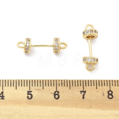 Brass Micro Pave Clear Cubic Zirconia Connector Charms KK-B134-43G-1