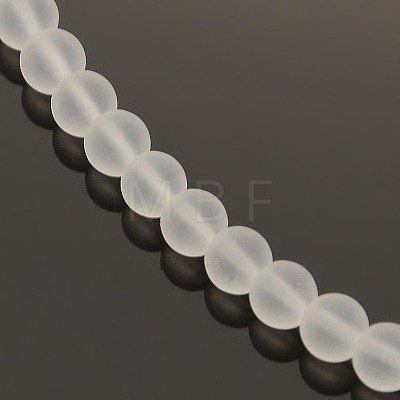 Frosted Transparent Round Glass Beads Strands FGLA-P002-4mm-03-1