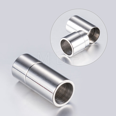 304 Stainless Steel Magnetic Clasps with Glue-in Ends X-STAS-F132-55P-7mm-1