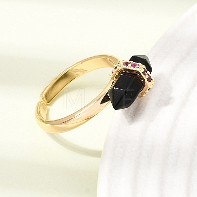 Natural Black Agate Cuff Rings GG-CBA0B5A-03G-05-1