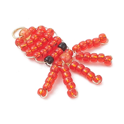 Copper Wire Wrapped Beaded Octopus Charms PALLOY-MZ01203-1