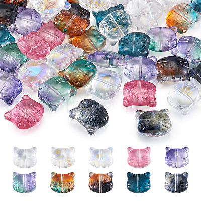 50Pcs 10 Colors Glass Beads GLAA-FS0001-26-1